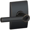 image:imageSchlage F10 BRW 622 GRW Broadway Door Lever with Greenwich Trim Hall amp Closet Passage Lock Matte BlackAged Bronze