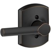 image:imageSchlage F10 BRW 622 GRW Broadway Door Lever with Greenwich Trim Hall amp Closet Passage Lock Matte BlackAged Bronze