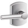 image:imageSchlage F10 BRW 622 GRW Broadway Door Lever with Greenwich Trim Hall amp Closet Passage Lock Matte BlackBright Chrome