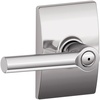 image:imageSchlage F10 BRW 622 GRW Broadway Door Lever with Greenwich Trim Hall amp Closet Passage Lock Matte BlackBright Chrome