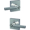 image:imageSchlage F10 BRW 622 GRW Broadway Door Lever with Greenwich Trim Hall amp Closet Passage Lock Matte BlackBright Chrome