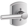 image:imageSchlage F10 BRW 622 GRW Broadway Door Lever with Greenwich Trim Hall amp Closet Passage Lock Matte BlackBright Chrome