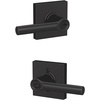 image:imageSchlage F10 BRW 622 GRW Broadway Door Lever with Greenwich Trim Hall amp Closet Passage Lock Matte BlackMatte Black
