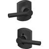 image:imageSchlage F10 BRW 622 GRW Broadway Door Lever with Greenwich Trim Hall amp Closet Passage Lock Matte BlackMatte Black