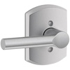 image:imageSchlage F10 BRW 622 GRW Broadway Door Lever with Greenwich Trim Hall amp Closet Passage Lock Matte BlackSatin Chrome