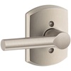 image:imageSchlage F10 BRW 622 GRW Broadway Door Lever with Greenwich Trim Hall amp Closet Passage Lock Matte BlackSatin Nickel