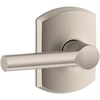 image:imageSchlage F10 BRW 622 GRW Broadway Door Lever with Greenwich Trim Hall amp Closet Passage Lock Matte BlackSatin Nickel