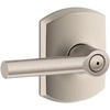 image:imageSchlage F10 BRW 622 GRW Broadway Door Lever with Greenwich Trim Hall amp Closet Passage Lock Matte BlackSatin Nickel