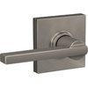image:imageSchlage F10LAT619COL Latitude with Collins Passage with Adjustable Latch and Round Corner Full Lip Strike Satin Nickel Finish