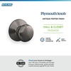 image:imageSchlage F170 PLY 622 Plymouth Door Knob One Sided NonTurning Dummy Door Handle Matte BlackAntique Pewter