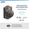 image:imageSchlage F170 PLY 622 Plymouth Door Knob One Sided NonTurning Dummy Door Handle Matte BlackAntique Pewter