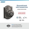 image:imageSchlage F170 PLY 622 Plymouth Door Knob One Sided NonTurning Dummy Door Handle Matte BlackAntique Pewter