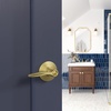 image:imageSchlage F40 DEL 608 Delfayo Door Lever with Standard Trim Bed amp Bath Privacy Lock Satin BrassSatin Brass