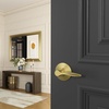 image:imageSchlage F40 DEL 608 Delfayo Door Lever with Standard Trim Bed amp Bath Privacy Lock Satin BrassSatin Brass