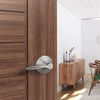image:imageSchlage F40 DEL 608 Delfayo Door Lever with Standard Trim Bed amp Bath Privacy Lock Satin BrassSatin Nickel