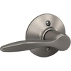 image:imageSchlage F40 DEL 608 Delfayo Door Lever with Standard Trim Bed amp Bath Privacy Lock Satin BrassSatin Nickel