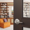 image:imageSchlage F40 DEL 608 Delfayo Door Lever with Standard Trim Bed amp Bath Privacy Lock Satin BrassSatin Nickel