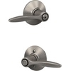 image:imageSchlage F40 DEL 608 Delfayo Door Lever with Standard Trim Bed amp Bath Privacy Lock Satin BrassSatin Nickel