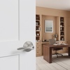 image:imageSchlage F40 DEL 608 Delfayo Door Lever with Standard Trim Bed amp Bath Privacy Lock Satin BrassSatin Nickel
