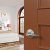 image:imageSchlage F40 DEL 608 Delfayo Door Lever with Standard Trim Bed amp Bath Privacy Lock Satin BrassSatin Nickel