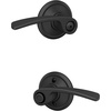 image:imageSchlage Lock Company F10MER619GRW F10 Series Merano w Greenwich Rose Passage Door Lock Satin NickelMatte Black