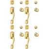 image:imageSCHLAGE Camelot Single Cylinder Handleset and Georgian Knob Bright Brass F60 CAM 605 GEO Pack of 4Pack of 4