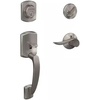 image:imageSCHLAGE F60 GRW 619 SAC Greenwich Front Entry Handleset with Right Handed Sacramento Door Lever Deadbolt Keyed 1 Side Satin Nickel