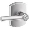 image:imageSchlage F10 BRW 622 GRW Broadway Door Lever with Greenwich Trim Hall amp Closet Passage Lock Matte BlackBright Chrome