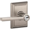 image:imageSchlage F51ALAT619ADD Schlage F51LATADD Latitude Single Cylinder Keyed Entry Door Lever Set with Decorative Addison Trim