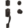 image:imageSchlage F60 V CAM 716 GEO Camelot Front Entry Handleset with Georgian Knob Deadbolt Keyed 1 Side Aged Bronze