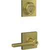 image:imageSchlage FB55N V LAT 608 COL Single Cylinder Deadbolt and Keyed Entry Latitude Lever with Collins Trim Satin Brass