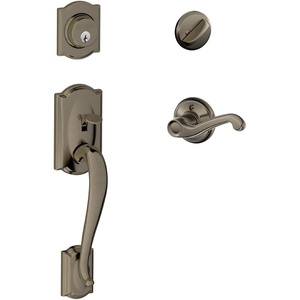 image:imageCamelot Single Cylinder Handleset and Left Hand Flair Lever Antique Pewter F60 CAM 620 FLA LH