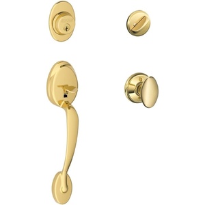 image:imagePlymouth Single Cylinder Handleset and Siena Knob Bright Brass F60 PLY 505 SIE 605