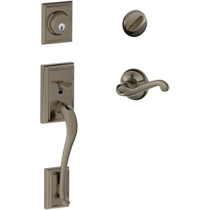 image:imageSCHLAGE Addison Single Cylinder Handleset and Left Hand Flair Lever Antique Pewter F60 ADD 620 FLA LH