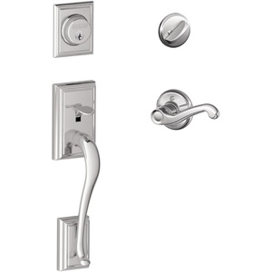 image:imageSCHLAGE Addison Single Cylinder Handleset and Left Hand Flair Lever Bright Chrome F60 ADD 625 FLA LH