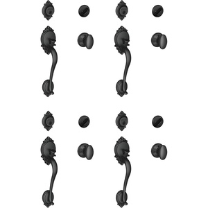 image:imageSCHLAGE Brookshire Single Cylinder Handleset and Siena Knob Matte Black F60 BRK 622 SIE Pack of 4