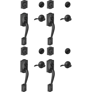 image:imageSCHLAGE Camelot Single Cylinder Handleset and Right Hand Accent Lever Matte Black F60 CAM 622 Acc RH Pack of 4Standard Interior Trim Pack of 4