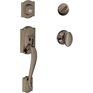 image:imageSCHLAGE Camelot Single Cylinder Handleset and Siena Knob Antique Pewter F60 CAM 620 SIE