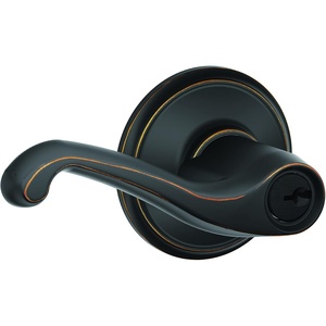 image:imageSCHLAGE F51A FLA 608 Flair Lever Keyed Entry Lock Satin BrassAged Bronze