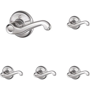image:imageSCHLAGE F51A FLA 608 Flair Lever Keyed Entry Lock Satin BrassBright Chrome