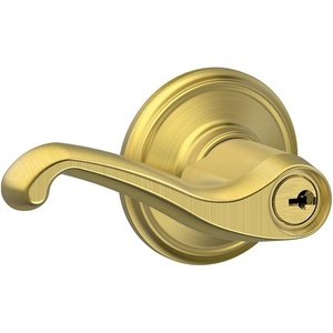 image:imageSCHLAGE F51A FLA 608 Flair Lever Keyed Entry Lock Satin BrassSatin Brass