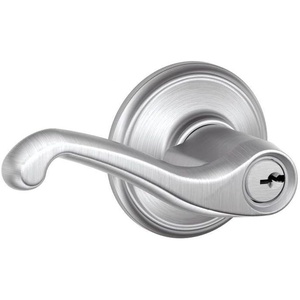 image:imageSCHLAGE F51A FLA 608 Flair Lever Keyed Entry Lock Satin BrassSatin Chrome