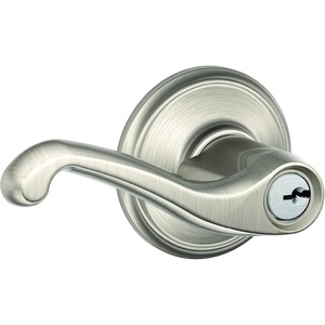 image:imageSCHLAGE F51A FLA 608 Flair Lever Keyed Entry Lock Satin BrassSatin Nickel
