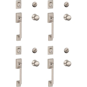 image:imageSCHLAGE F60 CEN 619 Century Single Cylinder Handleset and Plymouth Knob Satin Nickel Pack of 4Satin Nickel