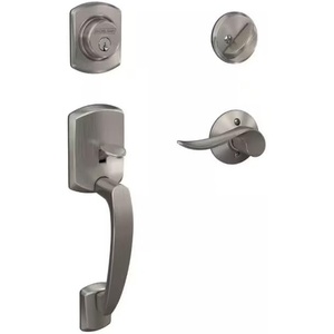 image:imageSCHLAGE F60 GRW 619 SAC Greenwich Front Entry Handleset with Right Handed Sacramento Door Lever Deadbolt Keyed 1 Side Satin Nickel