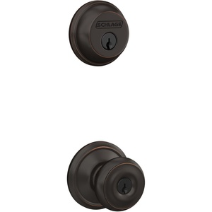 image:imageSCHLAGE FB50NVGEO716 Georgian Entry Deadbolt Lock Aged BronzeAged Bronze