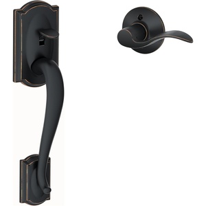 image:imageSCHLAGE FE285 622 Acc CAM LH Lower Half Handleset Camelot Interior Trim Matte BlackAged Bronze