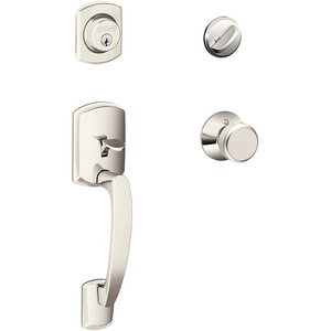 image:imageSCHLAGE Greenwich Single Cylinder Handleset and Bowery Knob Polished Nickel F60 GRW 618 BWEPolished Nickel