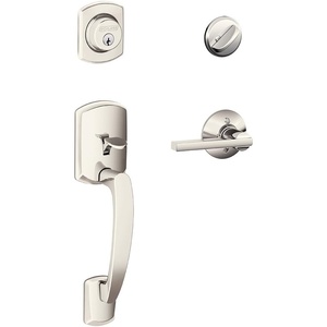 image:imageSCHLAGE Greenwich Single Cylinder Handleset and Broadway Lever Matte Black F60 GRW 622 BRW GRWPolished Nickel