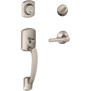 image:imageSCHLAGE Greenwich Single Cylinder Handleset and Broadway Lever Matte Black F60 GRW 622 BRW GRWSatin Nickel